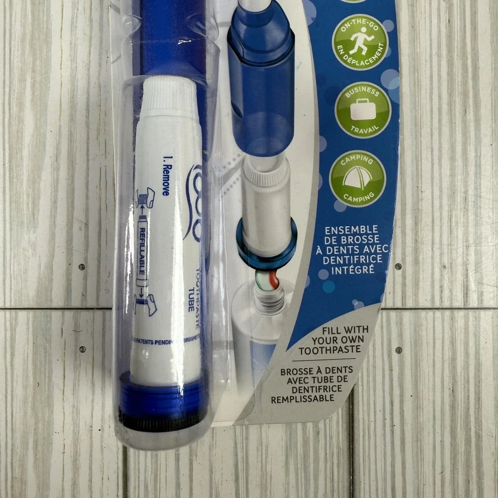 Aurelle Toob Refillable Soft Toothbrush Kit ‎ Blue Travel Sealed Package